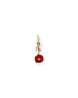 Pendentif coquelicot émaillé rouge 14 mm en or jaune 10 carats
