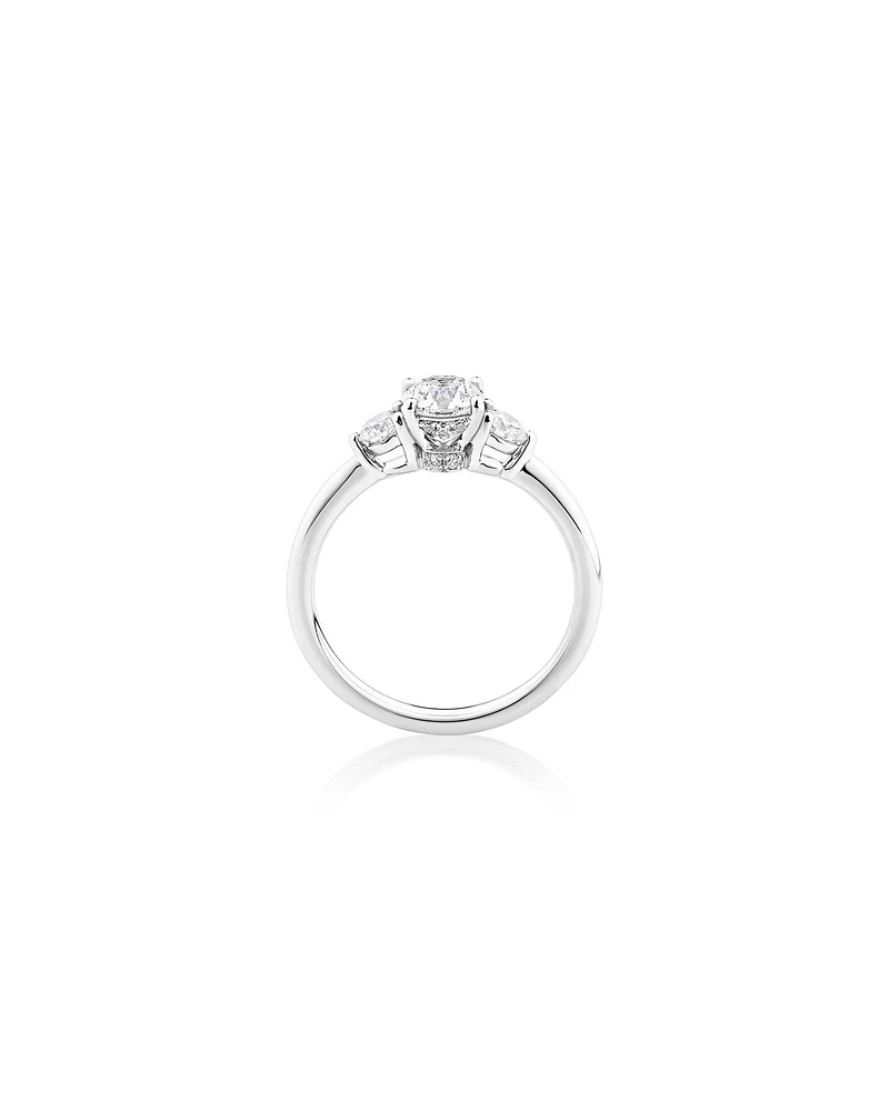 Sir Michael Hill Designer Three Stone Engagement Ring with 0.90 Carat TW of Diamonds in 18kt White Gold