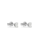 0,50 Carats TW Boucles d'oreilles solitaires diamant taille ovale en or blanc 18kt