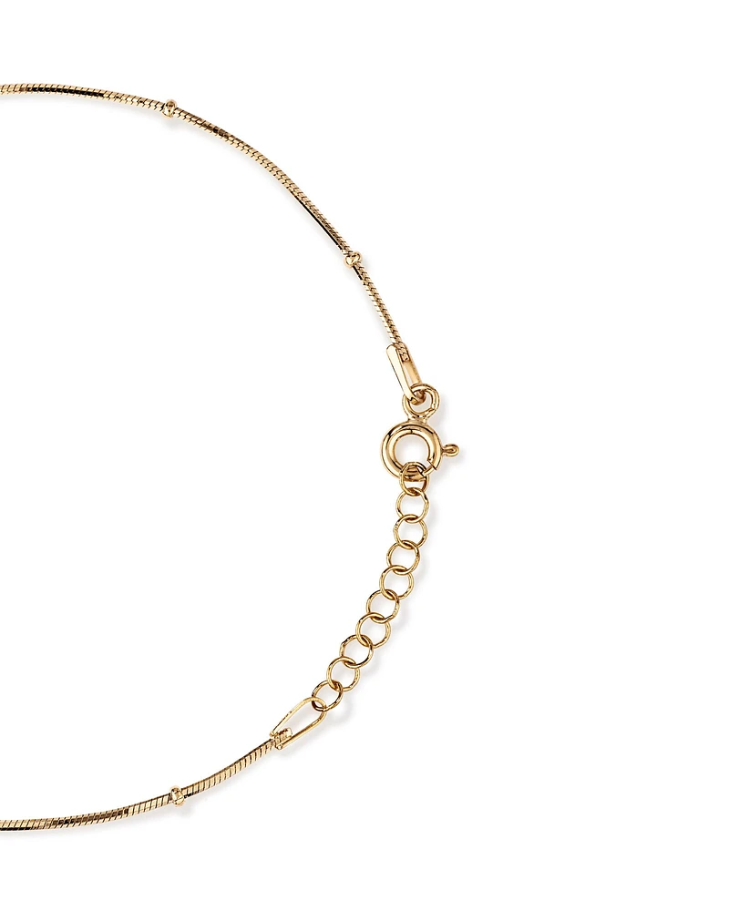 Snake & Bead Station Bracelet in 10kt Yellow Gold