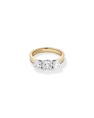 2.00 Carat TW Three Stone Round Brilliant Diamond Engagement Ring in 14kt Yellow and White Gold