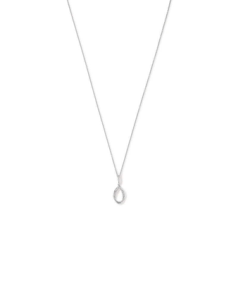 Cubic Zirconia Interlaced Oval Pendant Necklace in Sterling Silver