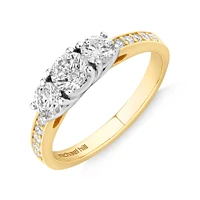 Three Stone Engagement Ring with 1 1/ Carat TW of Diamonds in 14kt Yellow/White Gold