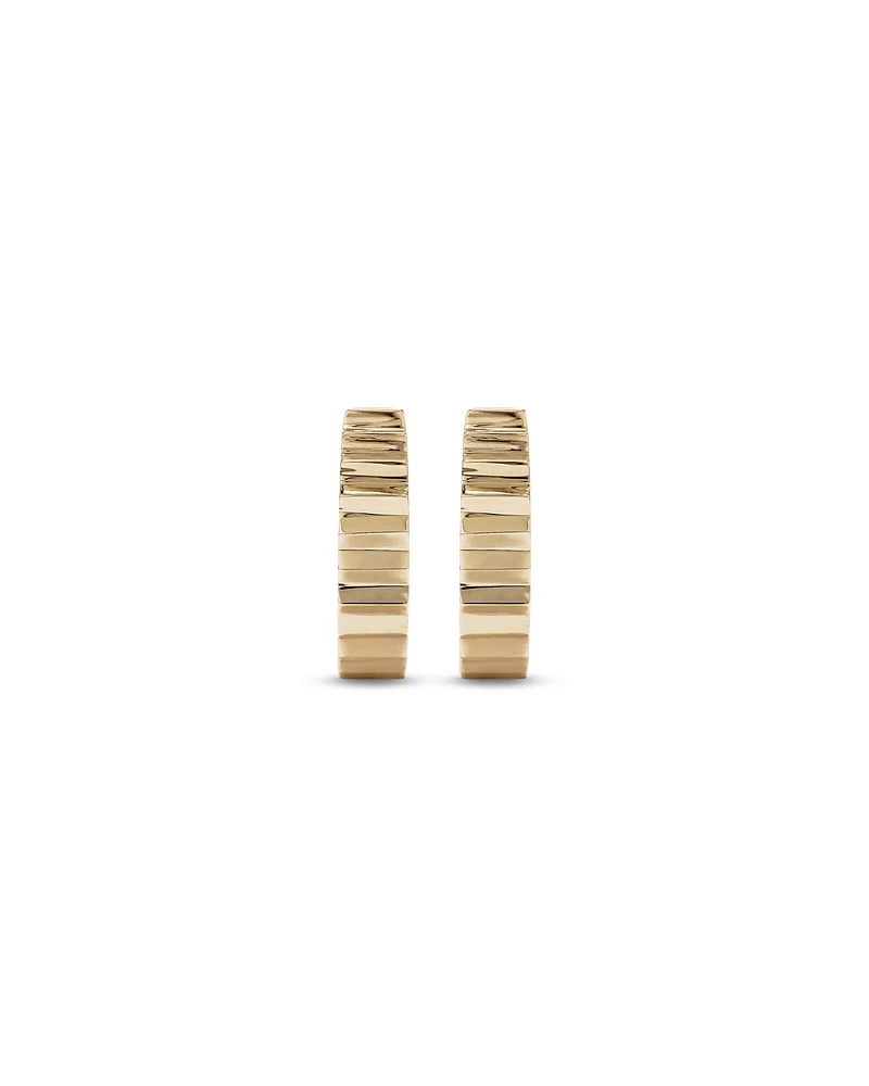 Ribbed Huggie Hoop Earrings in 10kt White Gold