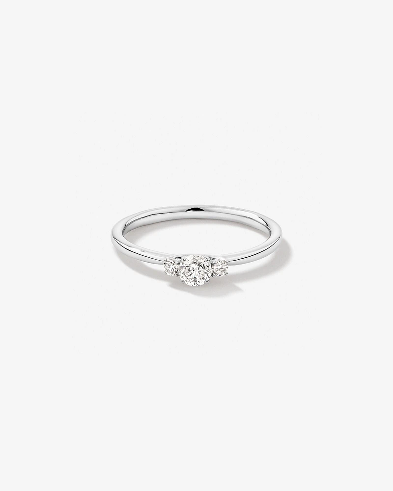 0.30 Carat TW Round Brilliant Diamond Three-Stone Engagement Ring in 14kt White Gold