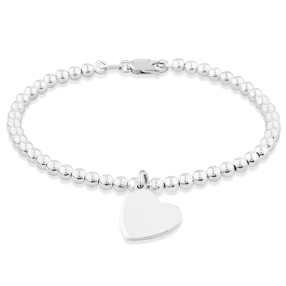 Michael Hill 19cm (7.5) Engravable Heart Bead Bracelet in