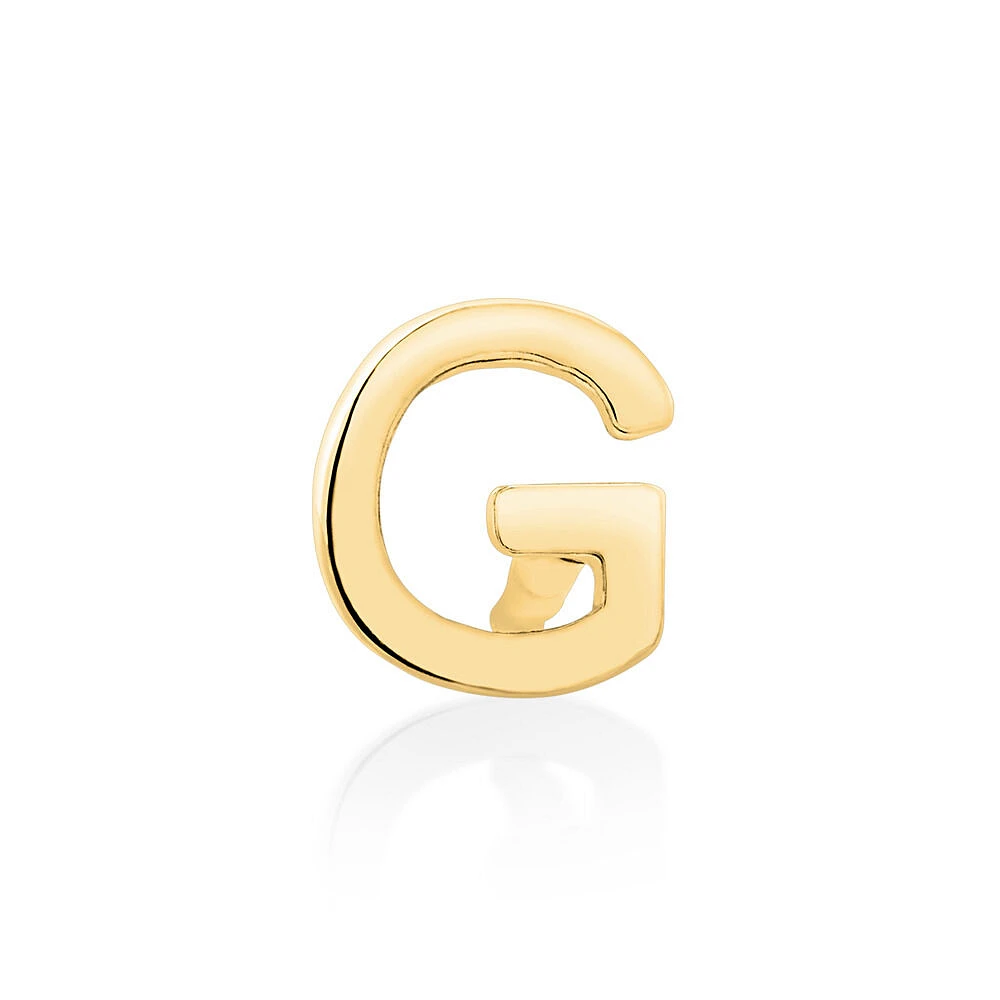 G Initial Single Stud Earring in 10kt Yellow Gold