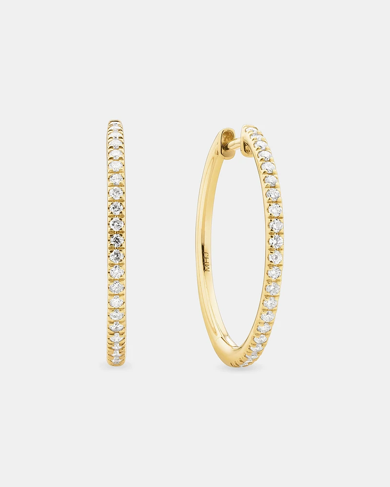 Pave Hoops with Carat TW of Diamonds in 10kt Gold