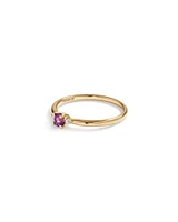 3 Stone Ring with Amethyst & Diamonds in 10kt Yellow Gold