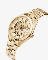 Women's Automatic Skeleton Watch In Gold Tone Stainless Steel