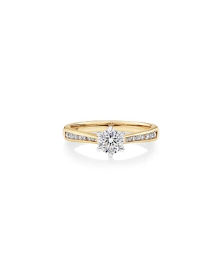 Bague en or blanc et jaune 14 K à diamants totalisant 0,73 ct