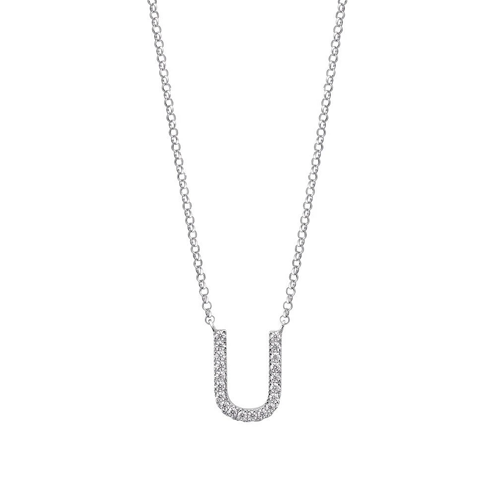 A' Initial necklace with 0.10 Carat TW of Diamonds in 10kt White Gold