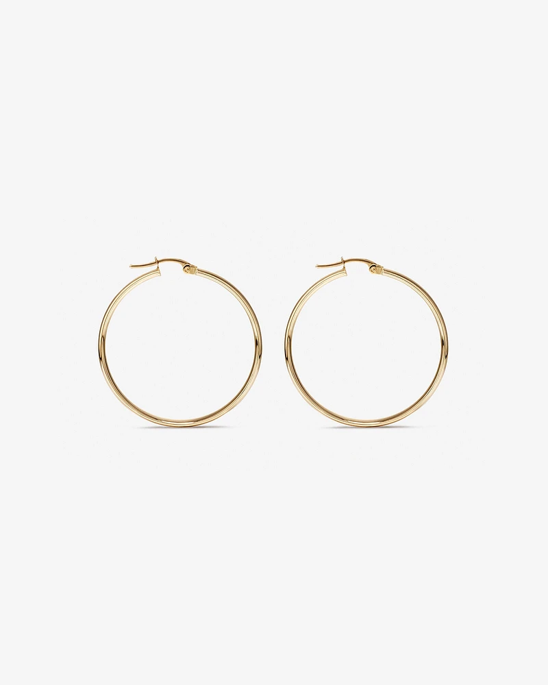 30mm Rounded Flat Hoop Earrings in 10kt Yellow Gold