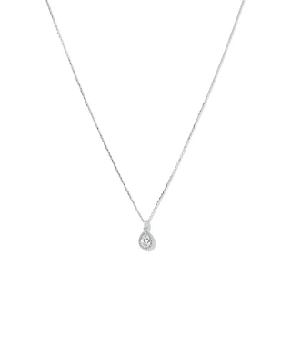 Pear Cubic Zirconia Halo Pendant Necklace in Sterling Silver