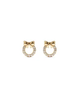 Cubic Zirconia Christmas Wreath Stud Earrings in 10kt Yellow Gold