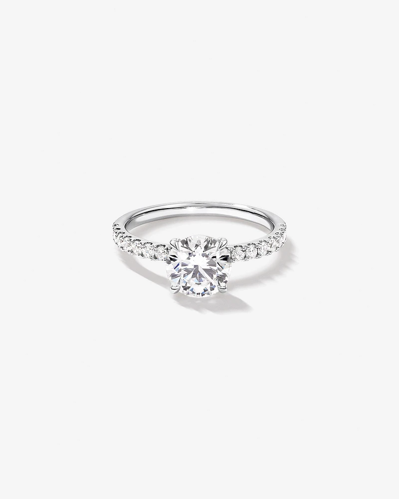 1.81 Carat TW Round Brilliant Lab-Grown Diamond Side Accent Engagement Ring in 14kt White Gold
