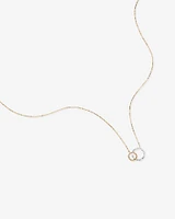 Two-Tone Double Circle Link Hammered Finish Necklace in 10kt White & Yellow Gold