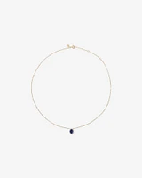 Oval Cut Blue Created Sapphire and Lab-Grown Diamond Halo Stud Earrings and Pendant Necklace Set in 10kt Yellow Gold and Rhodium