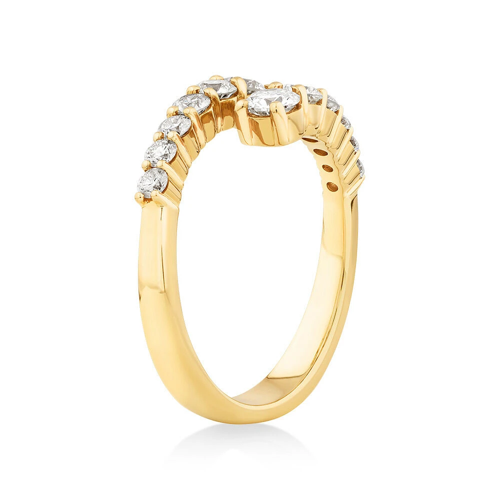 Bague Bypass avec 1,00 Carat TW de Diamants en Or Jaune 10kt