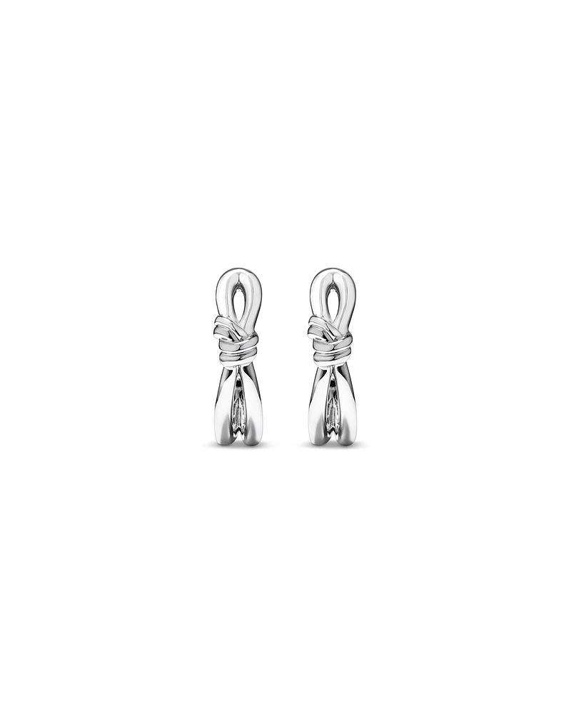 Knot Half Hoop Stud Earrings in Sterling Silver