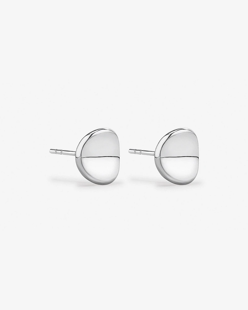 Round Concave Stud Earrings in Sterling Silver