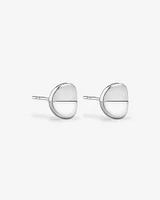 Round Concave Stud Earrings in Sterling Silver