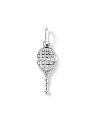 Pendentif Raquette de Tennis avec Accent de Diamant en Argent Sterling