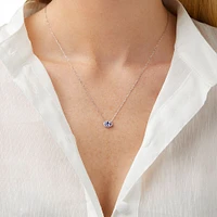 Halo Necklace with Tanzanite & Diamond in 10kt White Gold