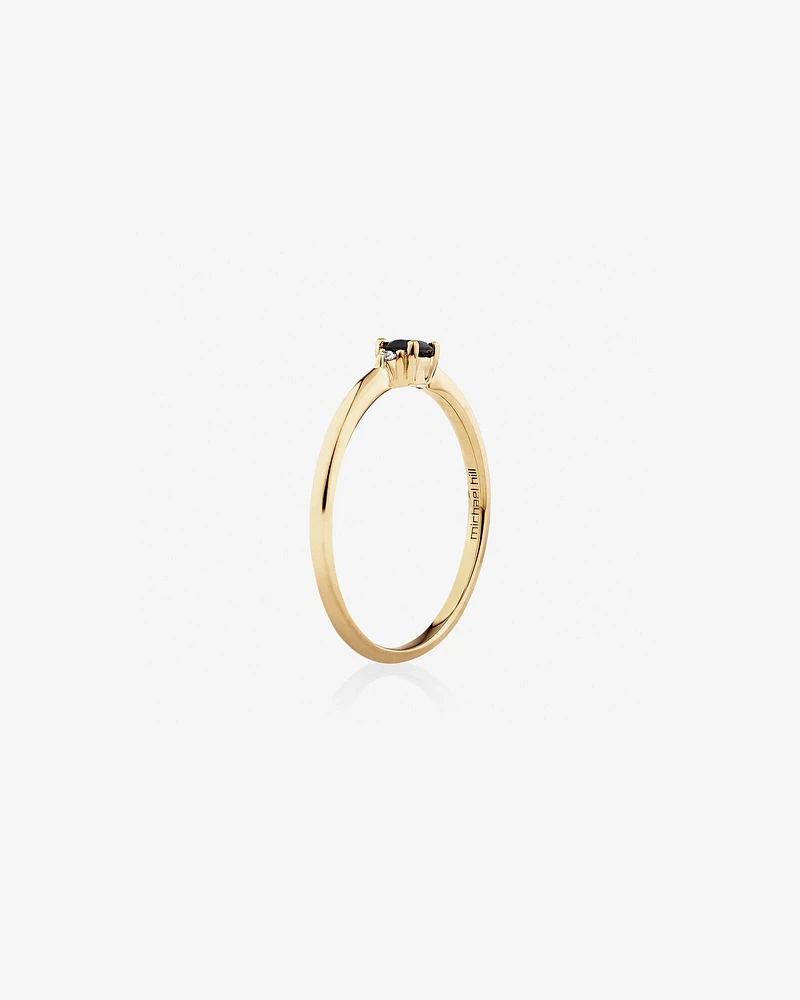 3 Stone Ring with Sapphire & Diamonds in 10kt Yellow Gold