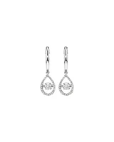 0.36 Carat TW Diamond Halo Everlight Pear Pendant and Huggie Earrings Set in Sterling Silver