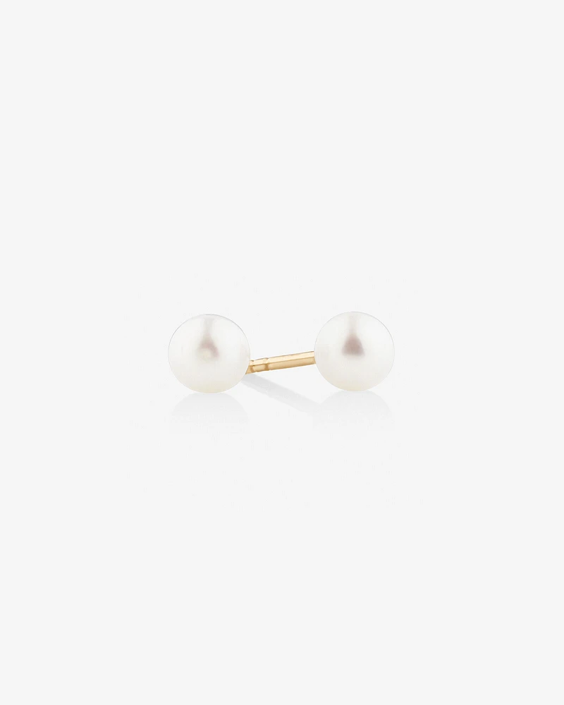 Stud Earrings with 4mm Round Cultured Freshwater Pearl in 10kt Yellow Gold