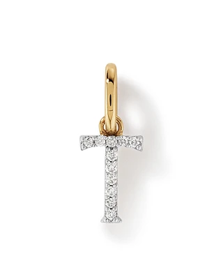 Diamond Letter T Initial Pendant in 10kt Yellow Gold