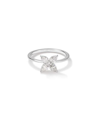 Bague Floret avec diamants cultivés en laboratoire de 0,62 carat TW en or blanc 10 carats