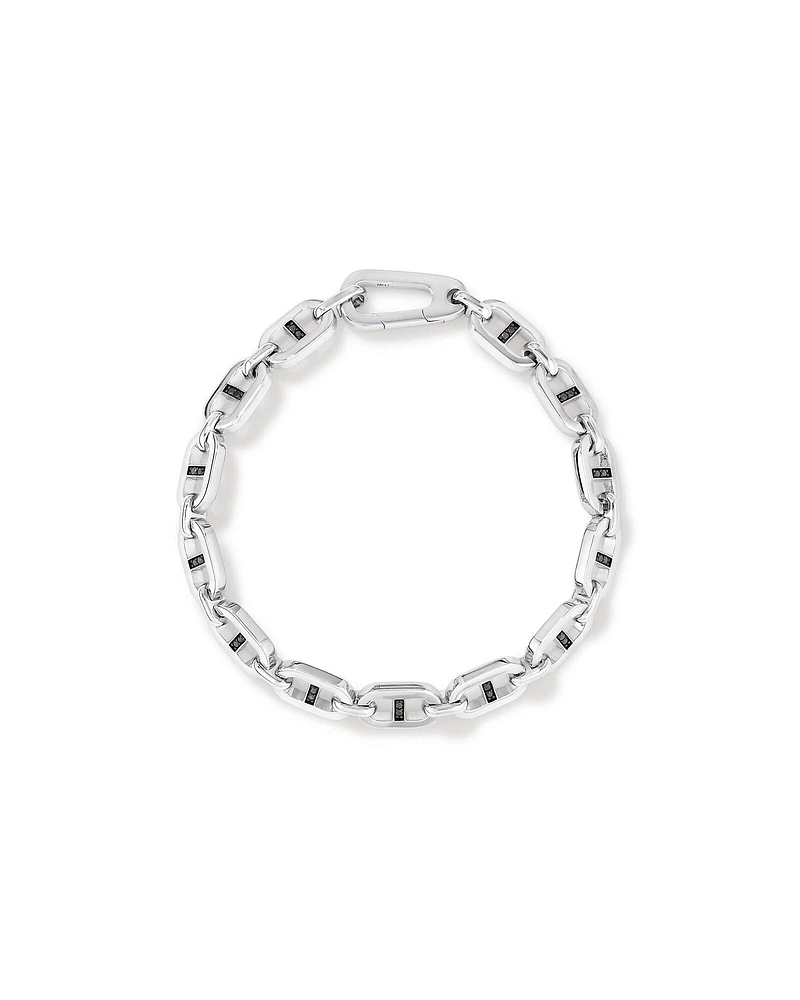 Men's 0.30 Carat TW Men's Black Diamond Link Bracelet in Sterling Silver