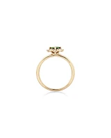 Ring with Green Tourmaline & Diamonds in 10kt Yellow Gold