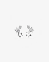 Star Trio Stud Earrings with Cubic Zirconia in Sterling Silver