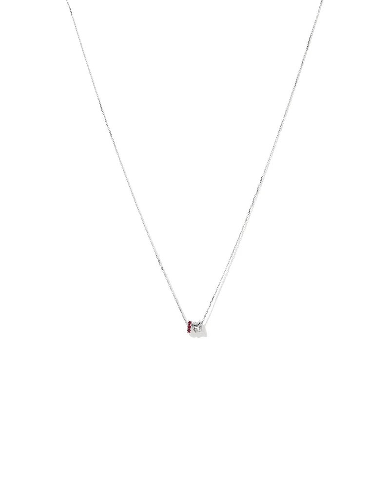 Ruby & Diamond Rondell Pendant with 0.21 Carat TW in 10kt White Gold