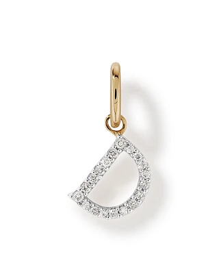 Diamond Letter D Initial Pendant in 10kt Yellow Gold