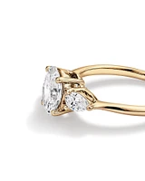 1.65 Carat TW Three Stone Oval and Pear Shaped Laboratory-Grown Diamond Engagement Ring in 14kt White Gold