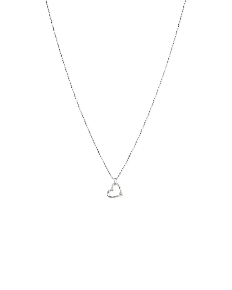 Pendentif cœur en argent sterling avec un diamant