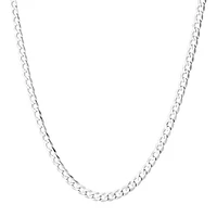 3.55mm Wide Flat Bevelled Curb Chain in 10kt White Gold