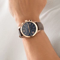 Men's Chronograph Watch in Brown Tone Stainless Steel and Brown Leather