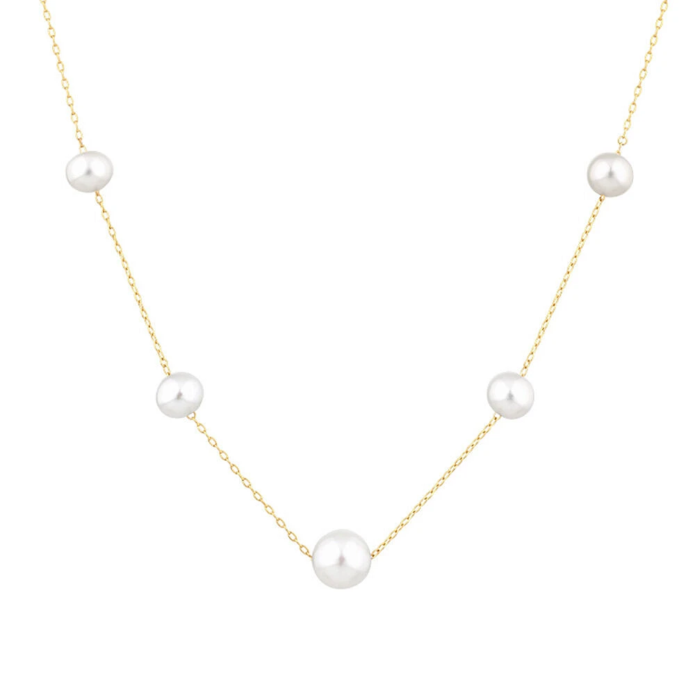 Cultured Freshwater Pearl Necklace in 10kt Yellow Gold