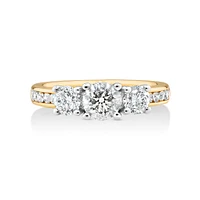 1.50 Carat TW Three Stone Round Brilliant Diamond Engagement Ring in 14kt Yellow and White Gold