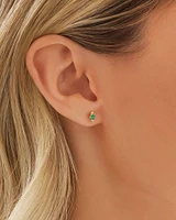 3 Stone Emerald Earrings with .04 Carat TW Diamonds in 10kt Yellow Gold