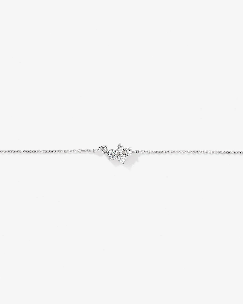 Round Brilliant Cut Cubic Zirconia Chain Bracelet in Sterling Silver