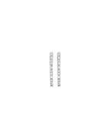 Boucles d'Oreilles Créoles Dot Dash de Diamant de 0,25 Carat TW en Or Blanc 10kt