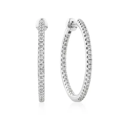 Hoop Earrings With 0.50 Carat TW Of Diamonds 10kt White Gold