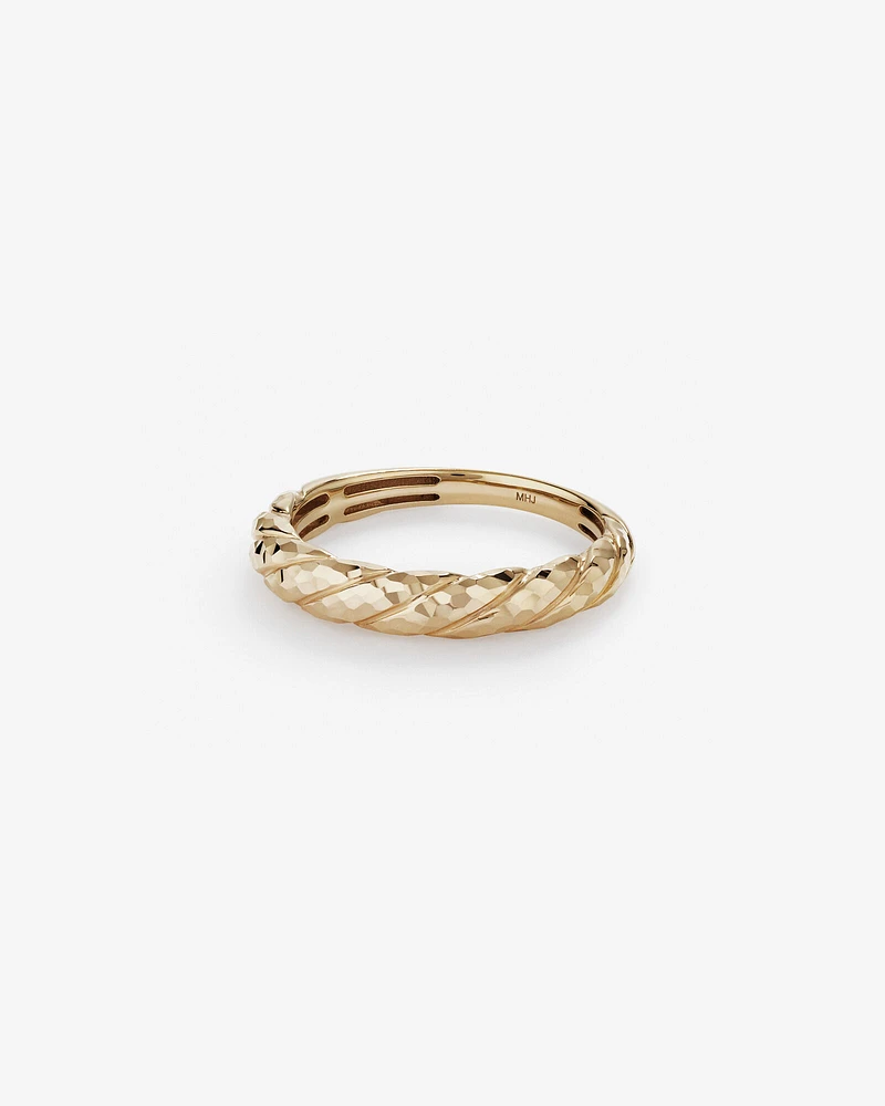 Diamond-Cut Crossaint Ring in 10kt Yellow Gold