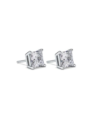 Boucles d'Oreilles Clous en Zircon Cubique Princesse de 7,5 mm en Argent Sterling